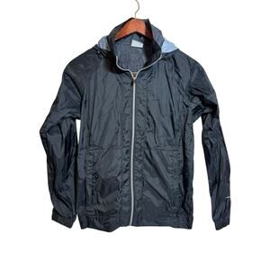 Columbia Jacket Women Medium Ladies Black Full Zip Hooded Outdoors Windbreaker